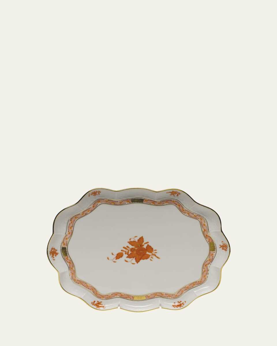 Chinese Boutique Rust Scalloped Tray
